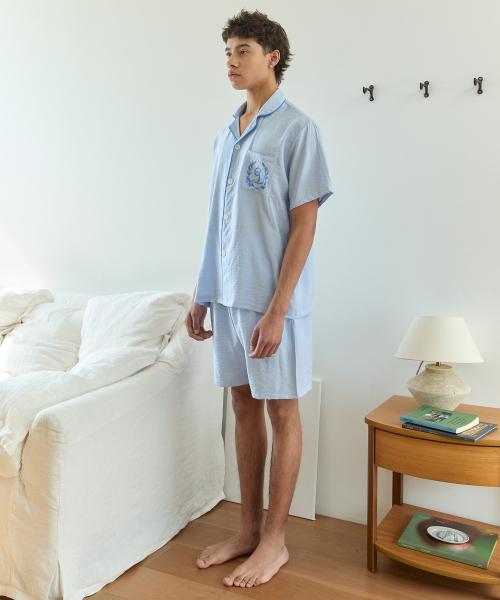 [DAP] Oxford Blue Rayon Pajama Set [Shipped from Korea] 100% Authentic