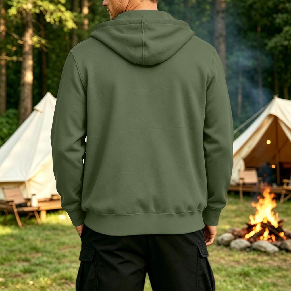 Felpa con cappuccio e zip casual da uomo con tasche per l'uso quotidiano