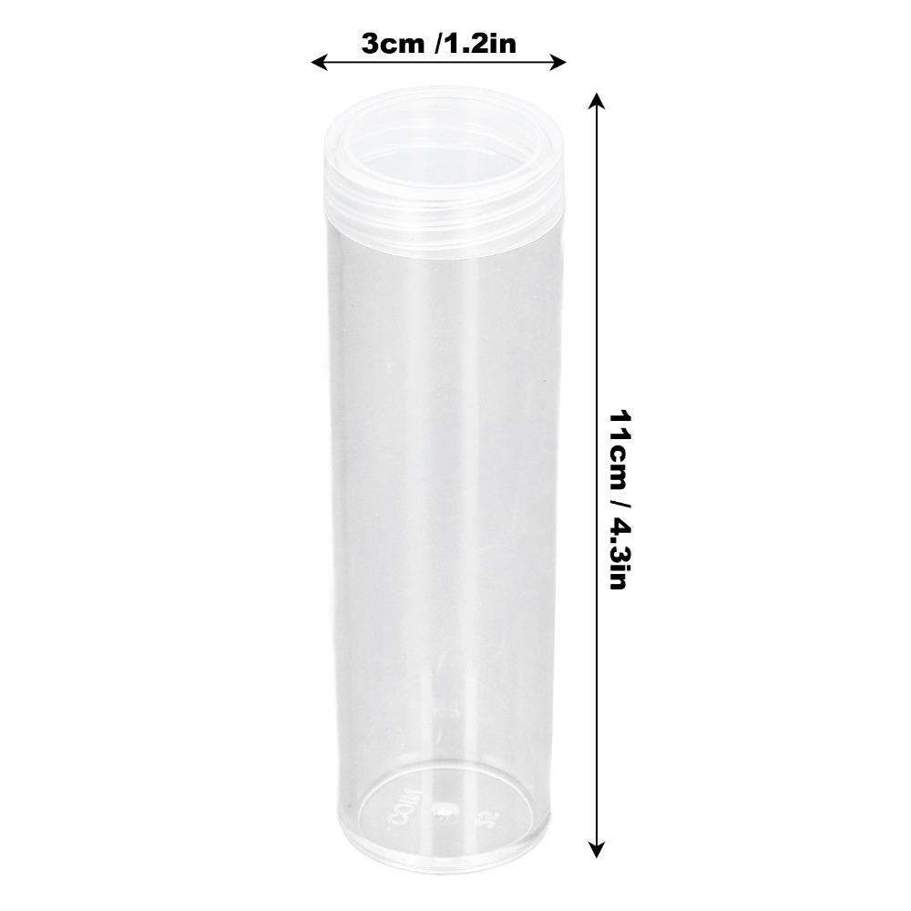 10pcs Round Coin Storage Tubes Plastic Screw On Lid Plastic Coin Tubes Clear Reusable Coin Collection Tubes Commemorative Coins
