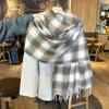 Autumn and Winter Thickened Scarf for Women Double sided Imitation Cashmere Warm Scarf for Couples Retro Dotted Line Atmosphere Long Style