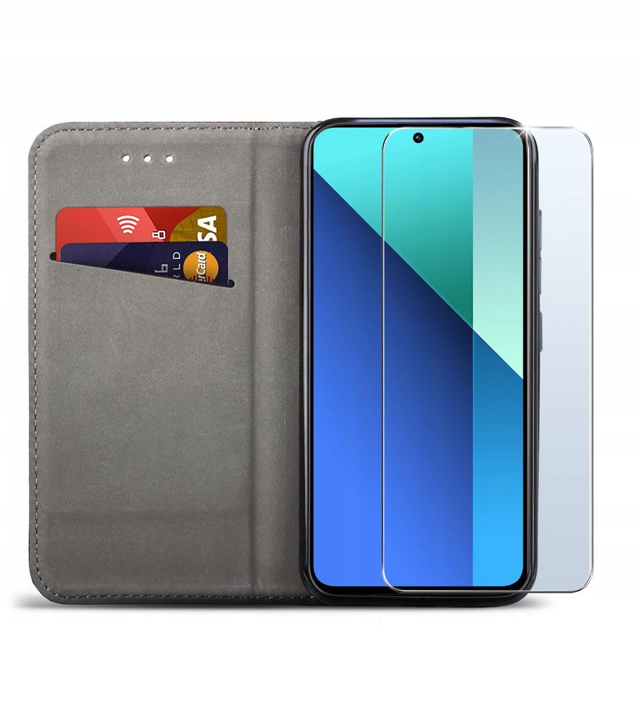 Case for Xiaomi Redmi Note 13 4G CLOSED SMART MAGNET CASE WITH FLAP + GLASS