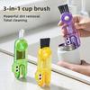 Cleaning Brush with High-Density Bristles Portable Compact Design 3 In 1 Multi-Function Anti-Slip Handle Tea Stain Remover Brush