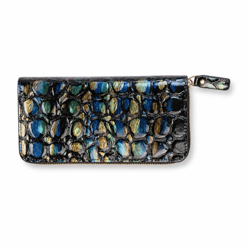 Crocodile Pattern Women's Wallet: Elegant Clutch with Multi-card Slots, Phone Holder, Coin Purse, and Evening Bag