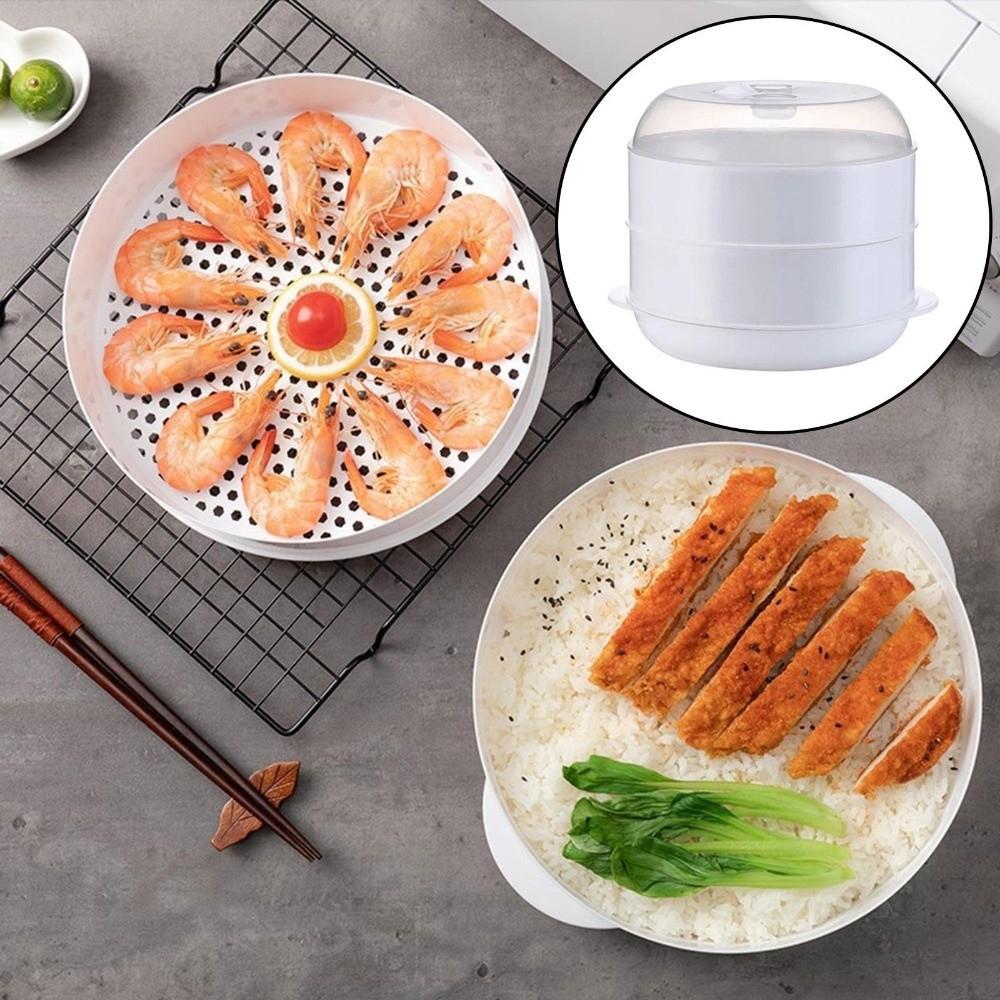 Plastic Microwave Oven Steamer Box with Lid and Tray Kitchen Cooking Steamer for Kitchen