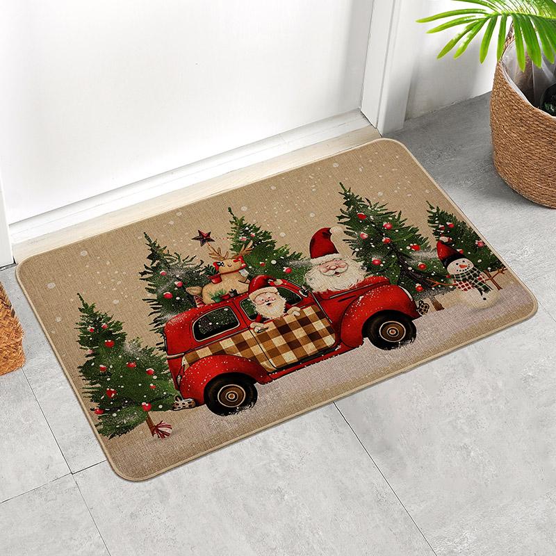 

Впитывающий коврик для ванной в виде рождественской машины с елкой, быстросохнущий коврик Merry Christmas, противоскользящий коврик Christmas, коврик для двери 43CMx74CM