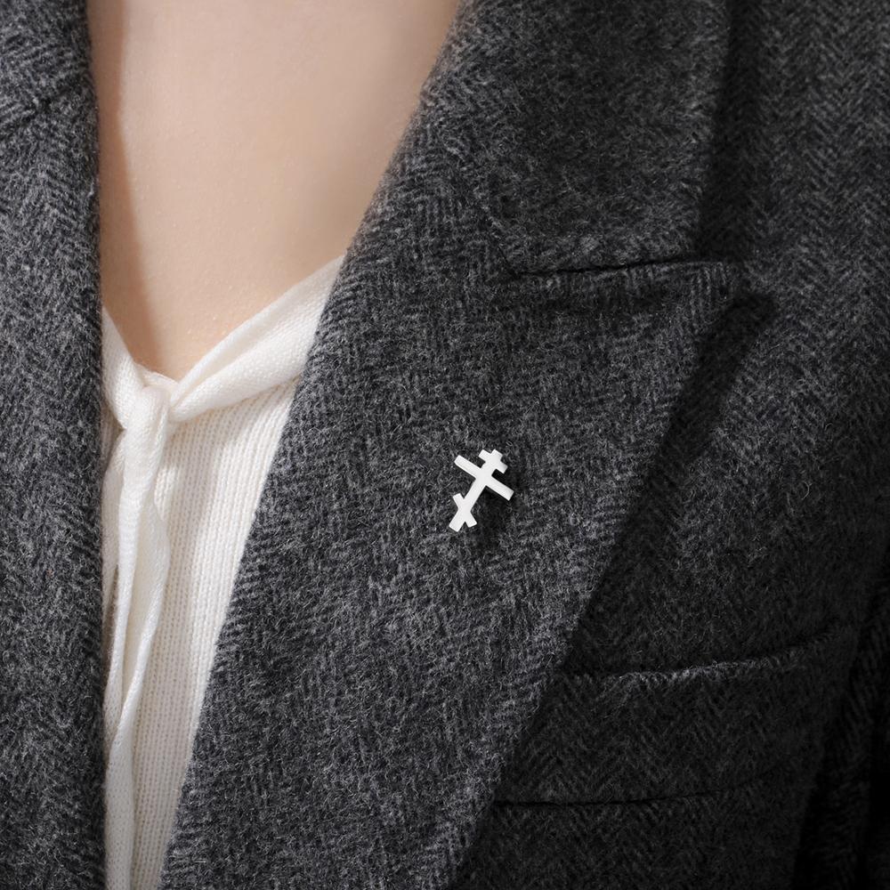Dawapara Stainless Steel Orthodox Cross Women's Brooches Lapel Pin Religious Christian New Year Gift Minimalism Jewelry