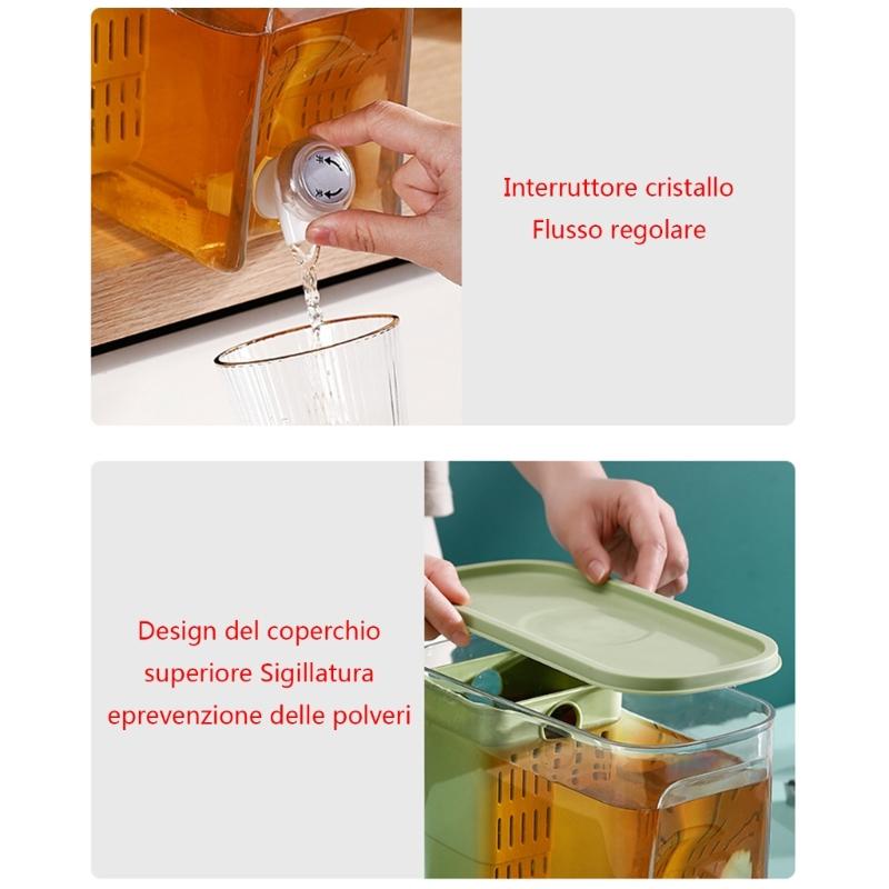 5800ML Juice Container Refrigerator Cold Kettle Drinkware Bucket with Faucet Beverage Dispenser with Filter PP Material