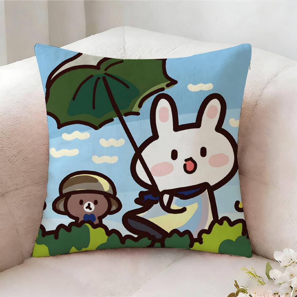 Oil Painting Of A Quirky Fun Rabbit Pillow Case Pillowcase Doublesided Printed Sofa Cushion Bedroom Headboard Pillow