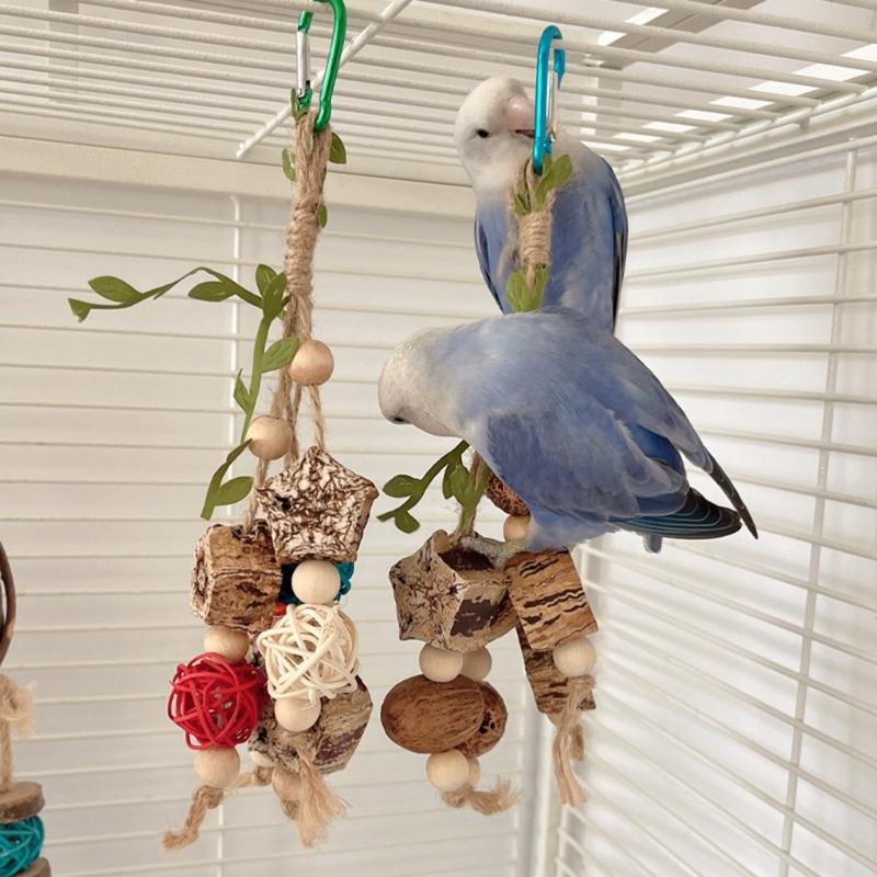 Hanging Bird Bite Chewing Toy Small Parrot Hanging Parrot Cage Toy Natural Grass Pet Bite Resistances Molar Supplies
