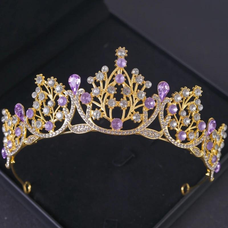 Baroque Vintage Princess Queen Bridal Crown Headwear Crystal Tiara for Women Wedding Crown Hair Dress Accessories Jewelry Crown
