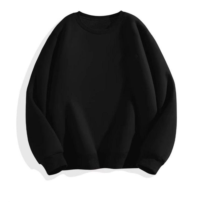 2025 New Round-Neck Sweatshirt for Men and Women, Autumn and Winter Pure White Trendy Brand Loose Fit Couple's Fleece-Lined Thickened Inner Layer Top