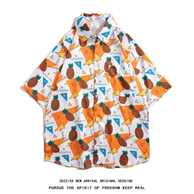 

Мужские рубашки с коротким рукавом Мужские летние повседневные рубашки Tide Бренд Ins Свободные пары Пять очков Рукав Рубашки Куртки Мужская мода Блузка