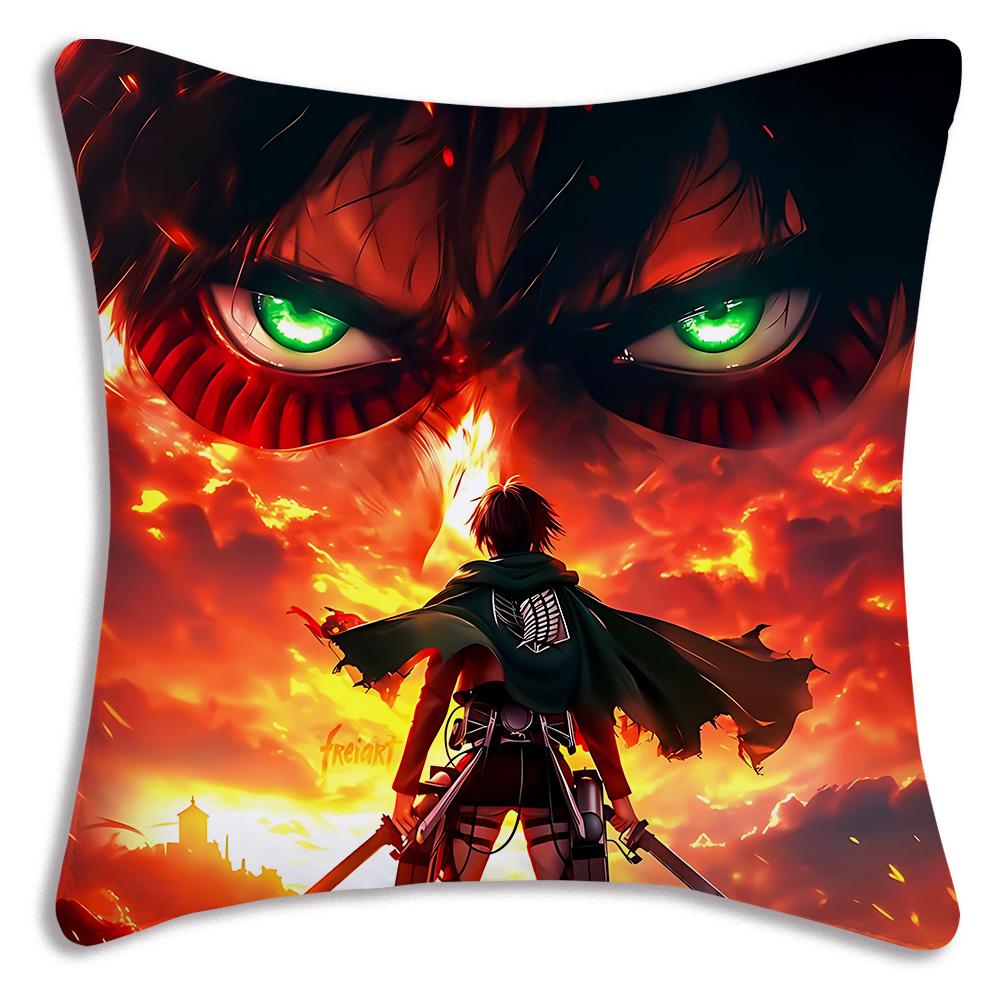 Anime Attacks on Titan Pillow Covers Cartoon Sofa Decorative Home Double-sided Printing Short Plush Cute Cushion Cover