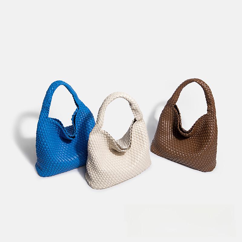 2026 Spring/Summer Women's Hand-Woven Soft Leather Bucket Bag - High-End Single Shoulder Handbag & Underarm Bag