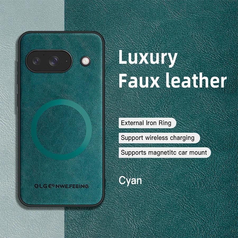 For Google Pixel 9 9A 9 Pro 9 Pro XL  PU Leather Magnetic Ring Soft Edge Anti-Drop Anti-Fingerprint Phone Case
