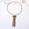 European, American Bohemian Personality Trend Alloy Flower Fringed Chain Beaded Pendant Necklace Retro Light Luxury