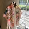 Fashion Versatile Printed Silk Cotton Large Size Square Scarf 110 Temperament High-end Decorative Shawl Outer Silk Scarf Scarf