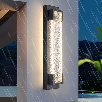 Appliques murales d'extérieur modernes Éclairage de porche Lampe de jardin Lampe murale longue bande Acier inoxydable Étanche Applique murale Luminaires
