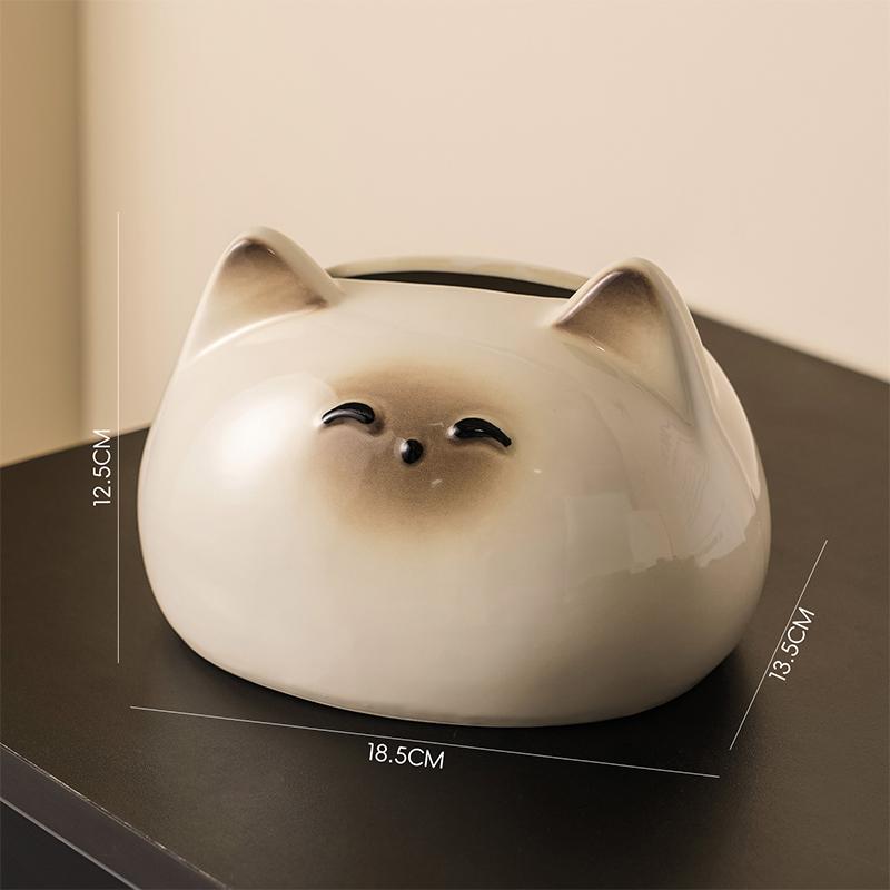 

Cute Cat Ceramic Tissue Box Desktop Ornaments Home Decoration 1 Piece