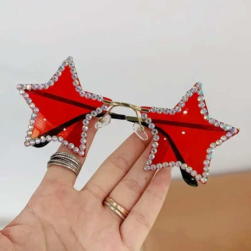 Fashion Retro Pentagram Y2K Sunglasses for Women Bling Rhinestone Star Shaped Sun Glasses Shades Dance/Party/Halloween Eyewear