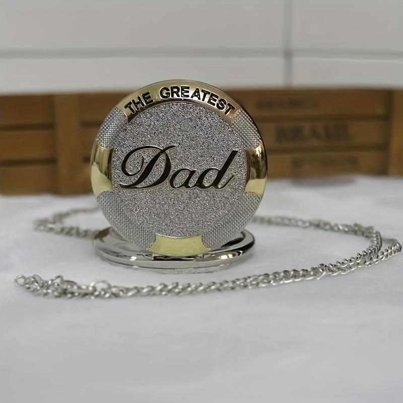 Exquisite Vintage Silber Golden DER BESTE PAPA Quarz Taschenuhr Anhängerkette Halskette Herren Vatertags Geburtstagsgeschenk Uhr