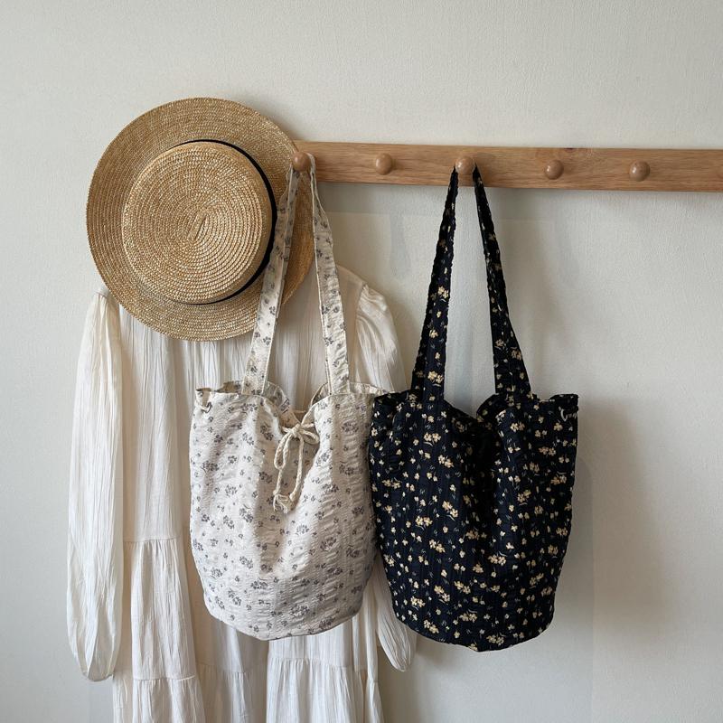 Floral Print Shoulder Bag Women's Large Capacity Bucket Bag Commuter Tote Bag