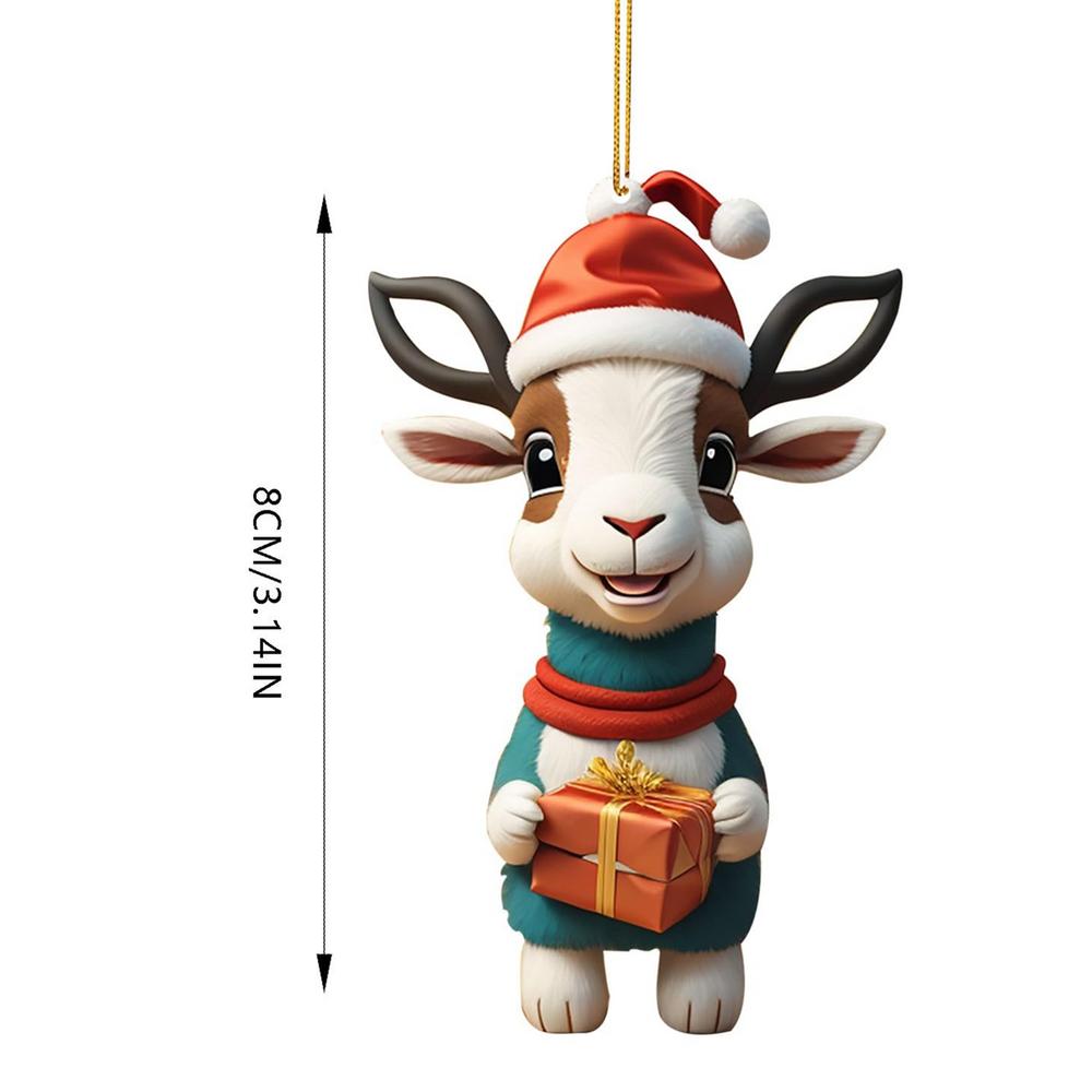 Christmas Cute Goat Home Party Decor 2D Christmas Tree Ornaments For Home Xmas Decoration Party Supplies