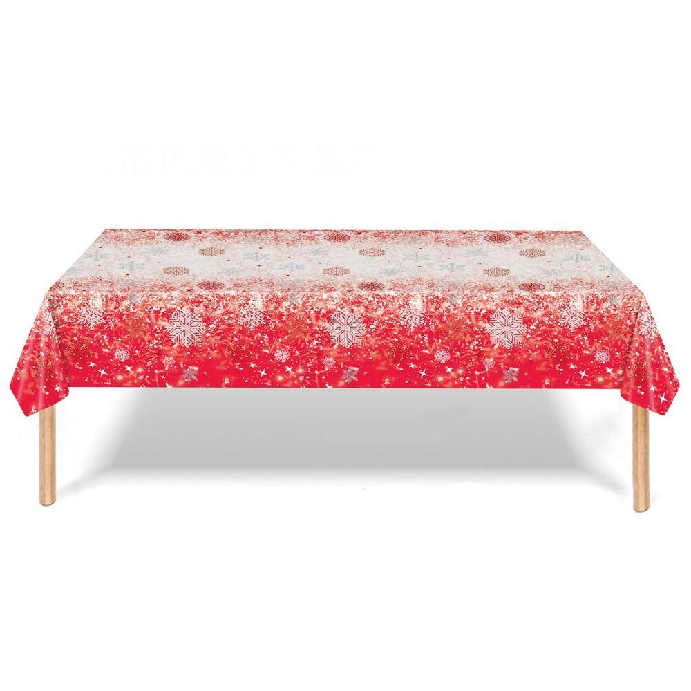 Plastic Christmas Tablecloth Bronzing Snowman Snowflake Disposable Tablecloths Disposable Table Decoration Table Cover Christmas