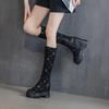 Fashion Cowboy Boots for Women Summer Denim Canvas Thick Soled Boots Breathable Hollow Mesh Inner Heightening Cool Boots Women  Botas