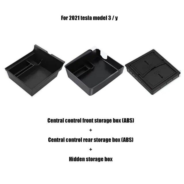 Car Central Armrest Storage Box For Tesla Model 3 / Y  2022 2023 Hidden Box Cup Holder Flocking Organizer Containersr
