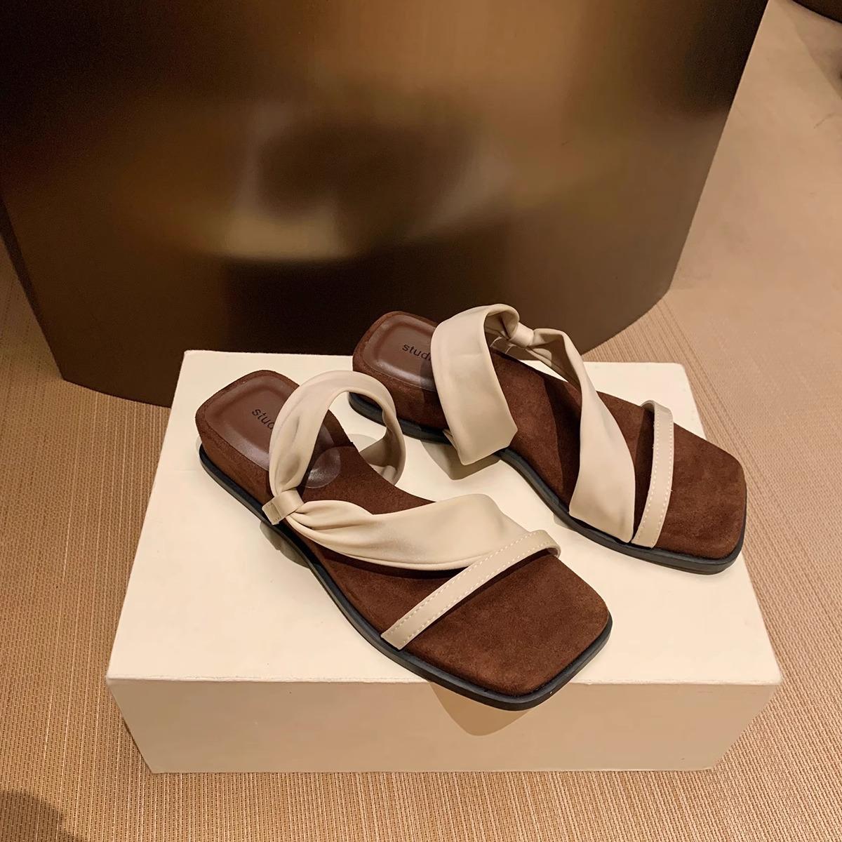 

Овчина~ увеличение роста на 4 см темперамент квадратный носок обертывание с сандалиями танкетка толстая подошва шлепанцы женские летние сандалии 40