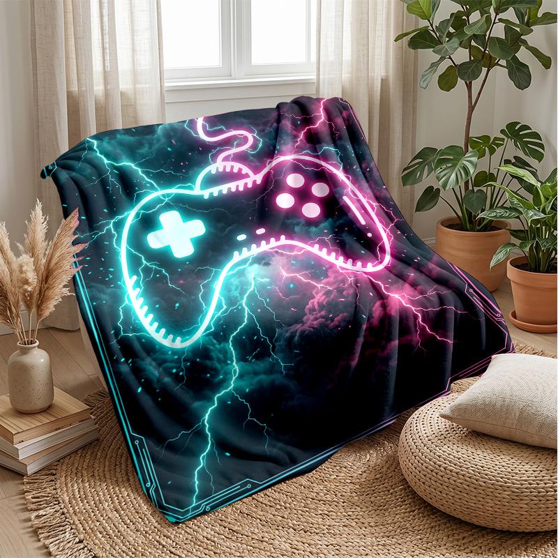 Neon Gamepad Jungle Theme blanket Lightweight Warm Flannel Blanket Decorative Throw Blanket for Home Decoration
