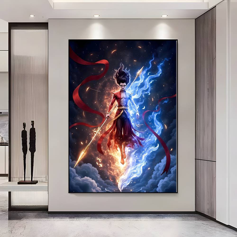 Chinese Anim Nezha Poster HD Posters Self Adhesive Waterproof Ideal for Living Room Bedroom Bar Decoration