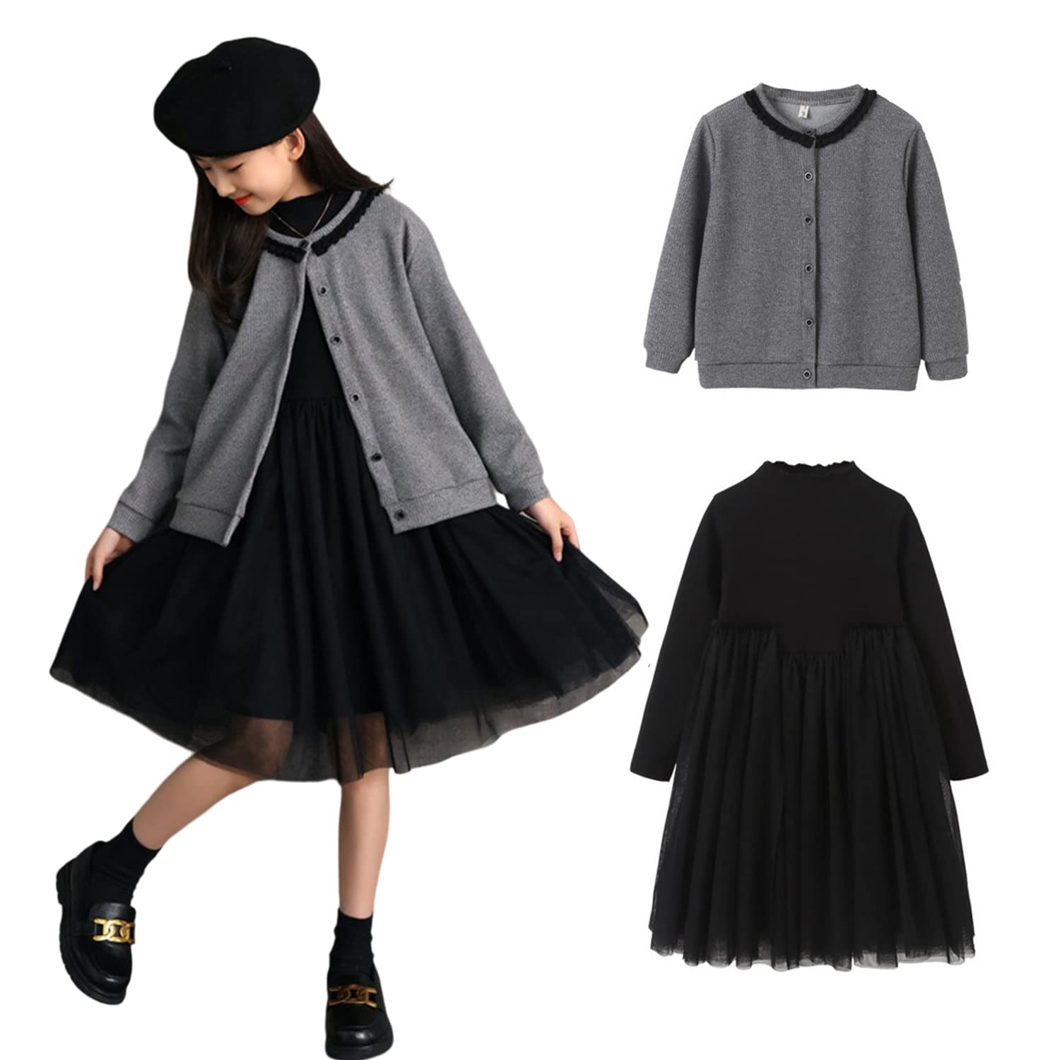 

VIISEN Формальное болеро и платье Идеально для поступления и выпускного Пианино и размеры Размер Костюм для девочек, Комплект, Церемонии, Школа, Детский сад, Концерты, серый