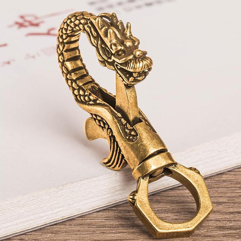 Figurine cu dragon de cupru de epocă Ornamente mici, retro, alamă, animale, lanțuri de chei pentru mașini, artizanat, decorațiuni pentru birou, accesorii
