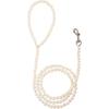 QWINEE Pearl Beaded Pet Leash Cat Dog Leash Elegant Puppy Leash Pet Leash with Lockable Hooks for Small Medium Dogs Cats Kitten White One Size