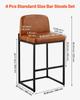 Bar Stool Set of 4, 68cm Counter Height Stools, Modern PU Leather Counter Barstool with Backrest, Metal Legs, Easy Assembly Armless Bar Chair, Island
