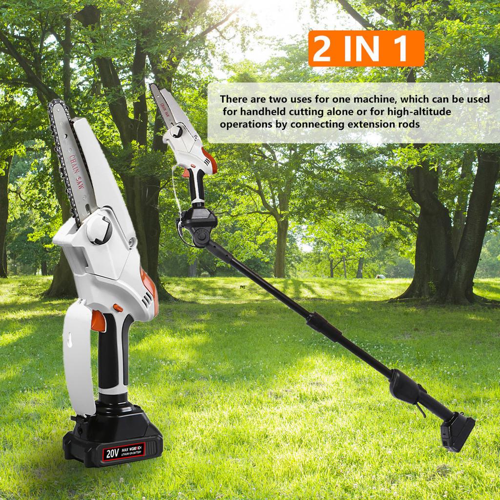 18V 6 Inch Telescoping Pole Electric Chainsaw Cordless Rechargeable High Branch Saw Garden Tree Pruning Tool
