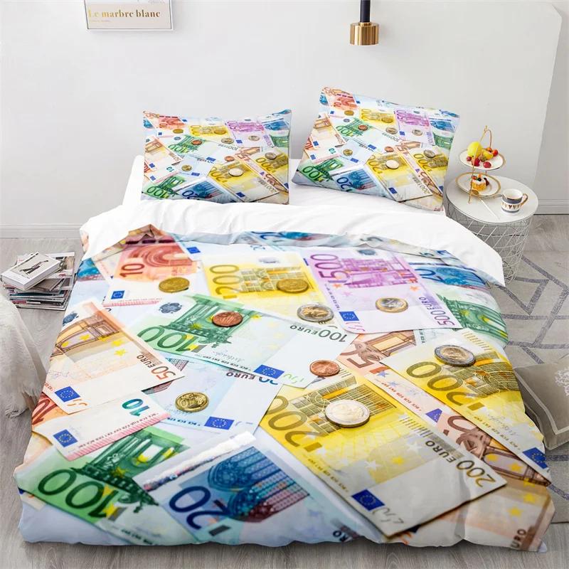 Money Duvet Cover King Microfiber Dollar Bills of United States Federal Reserve with The Portrait of Ben Franklin Bedding Set