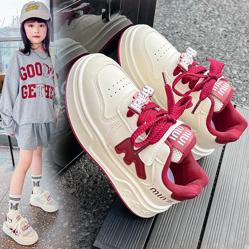 Classmate girls board shoes 2025 spring and autumn new children's little white shoes soft sole breathable sports shoes elementary school students ve