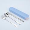 Portable Stainless Steel Cutlery Set: Spoons, Chopsticks, Knife, Fork - Three-Piece Set