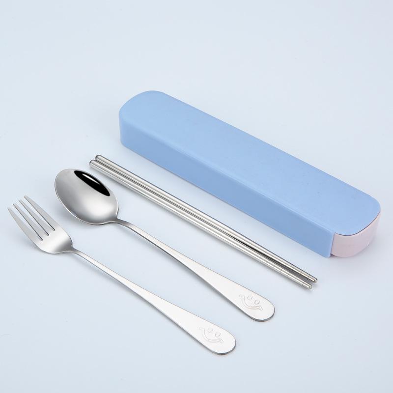 Portable Stainless Steel Cutlery Set: Spoons, Chopsticks, Knife, Fork - Three-Piece Set