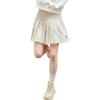 MLB Boston Red Sox Solid Logo Embroidered Preppy Pleated Casual Skirt Women skirts Light-Beige 3FSKG0134-43BGL
