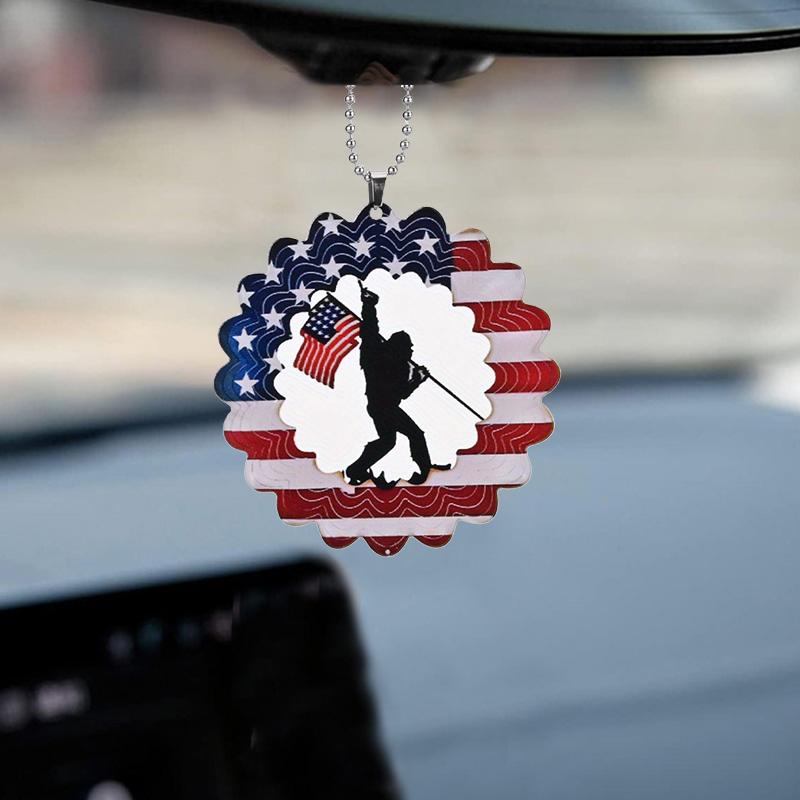 

2D Soldier Carrying Military Flag Car Mirror Hanging Ornament, Key Pendant Car Interior Accessories Tree Ornaments Multifunctional Home Decor Pendants