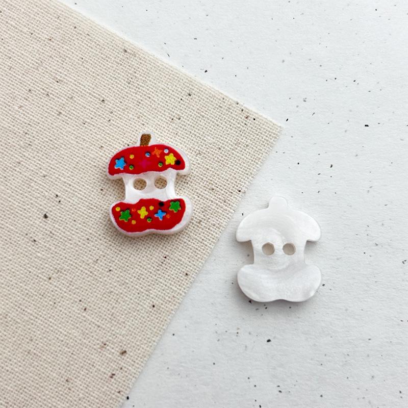 10Pcs Cute Cartoon Star Apple Resin Button Kid Sweater Cardigan Clothing Sewing Accessories Girls' Handmade Hair Clips DIY Decor