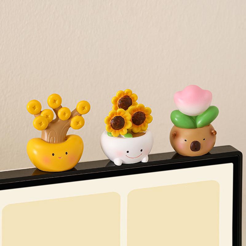 Creative Lucky Potted Car Ornaments For Workers Cute Decorations For Office Computer Desktops