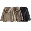 Moda feminina outono inverno chique cachecol jaqueta manga longa malha assimétrica jaqueta sexy bainha dividida solta jaqueta curta