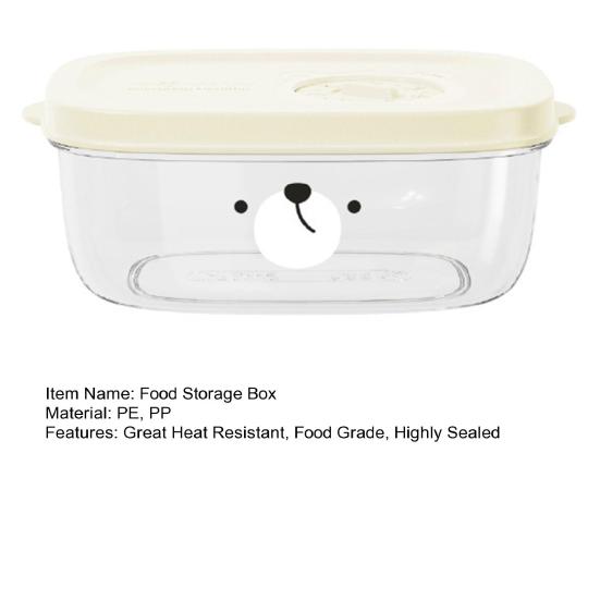 Food Storage Container Transparent No Odor Microwave Box Highly Sealed Oblong Shape Storage Vegetable Cartoon Printing Food