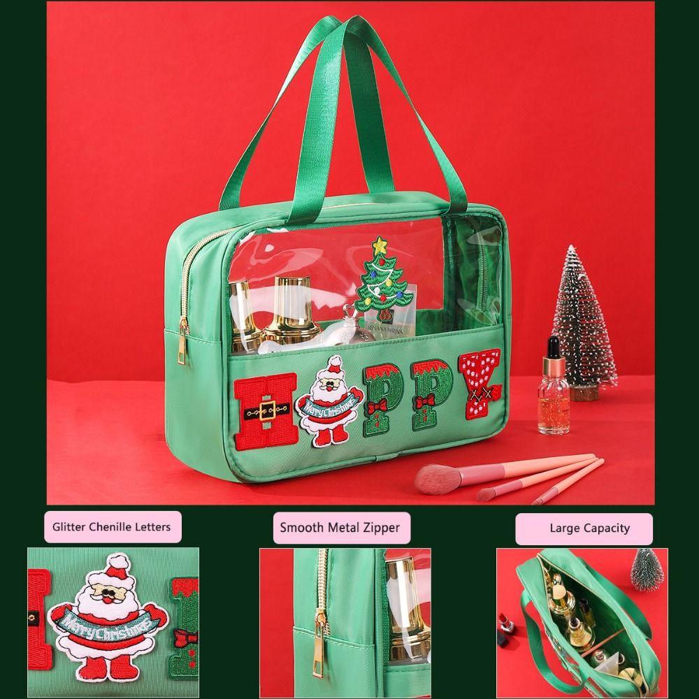 Cartoon Cosmetic Zipper Pouch Waterproof Make Up Organizer Unique Christmas Toiletry Bags  Girls