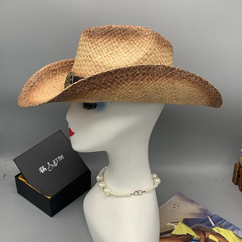 Western Cowboy Hat Men'S Outdoor Straw Hat Versatile Tide Lafite Straw Hat Men'S And Women'S Personalized Straw Hat